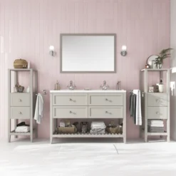 GoodHome Perma Satin Grey Vanity Unit (H)80.6cm (W)120cm -Trade Point Store goodhome perma satin grey vanity unit h 80 6cm w 120cm5059340018225 03i