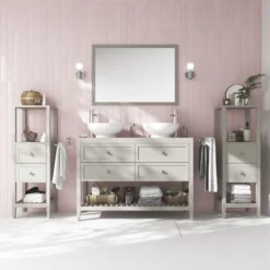 GoodHome Perma Satin Grey Vanity Unit (H)80.6cm (W)120cm -Trade Point Store goodhome perma satin grey vanity unit h 80 6cm w 120cm5059340018225 04i