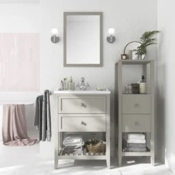 GoodHome Perma Satin Grey Vanity Unit (H)80.6cm (W)60cm -Trade Point Store goodhome perma satin grey vanity unit h 80 6cm w 60cm5059340018195 03i