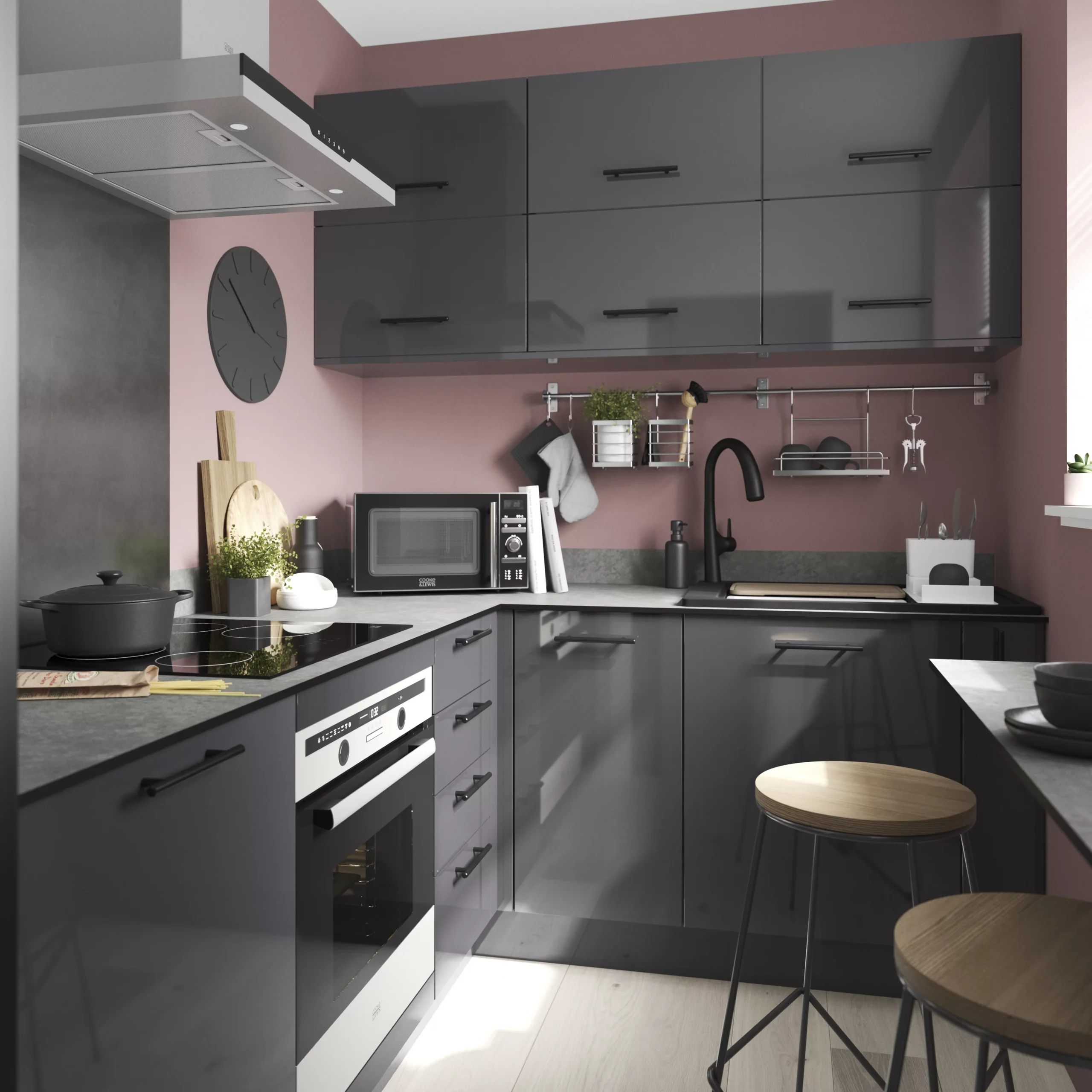 GoodHome Stevia Gloss Anthracite Slab Appliance Cabinet Door (W)600mm (H)687mm (T)18mm 4 GoodHome Stevia Gloss Anthracite Slab Appliance Cabinet Door (W)600mm (H)687mm (T)18mm - Image 4