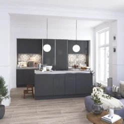 GoodHome Stevia Gloss Anthracite Slab Drawer Front, Bridging Door & Bi Fold Door, (W)600mm (H)356mm (T)18mm -Trade Point Store goodhome stevia gloss anthracite slab drawer front bridging door bi fold door w 600mm h 356mm t 18mm3663602648840 20i