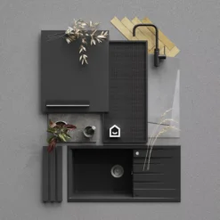 GoodHome Stevia Gloss Anthracite Slab Drawer Front, Bridging Door & Bi Fold Door, (W)600mm (H)356mm (T)18mm -Trade Point Store goodhome stevia gloss anthracite slab drawer front bridging door bi fold door w 600mm h 356mm t 18mm3663602651925 20i