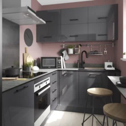 GoodHome Stevia Gloss Anthracite Slab Tall Wall Cabinet Door (W)150mm (H)895mm (T)18mm -Trade Point Store goodhome stevia gloss anthracite slab tall wall cabinet door w 150mm h 895mm t 18mm3663602648819 20i