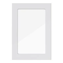 GoodHome Stevia Gloss Grey Slab Tall Glazed Cabinet Door (W)500mm (H)895mm (T)18mm