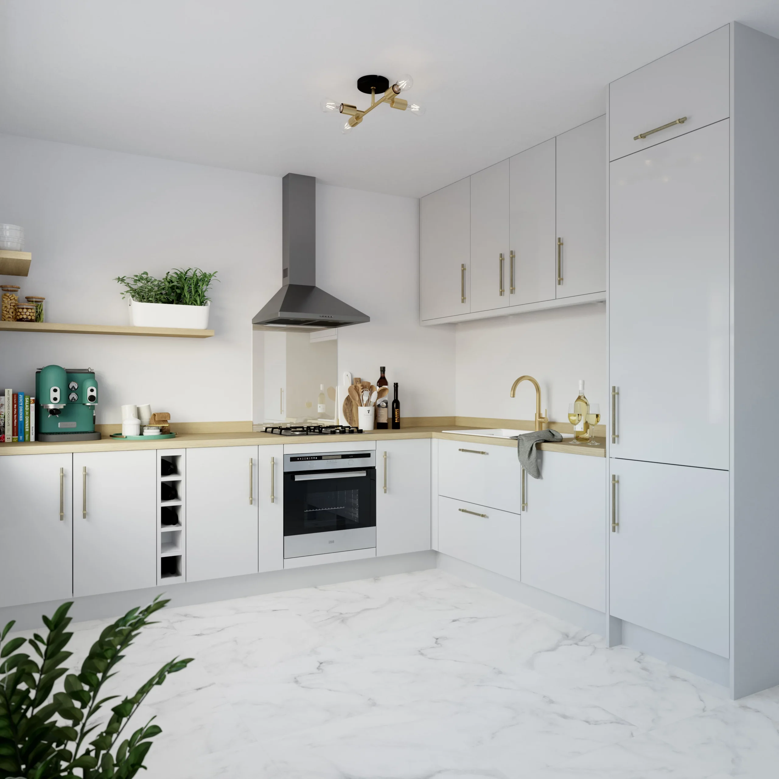 GoodHome Stevia Gloss Grey Slab Tall Larder Cabinet Door (W)300mm (H)1467mm (T)18mm 4 GoodHome Stevia Gloss Grey Slab Tall Larder Cabinet Door (W)300mm (H)1467mm (T)18mm - Image 4