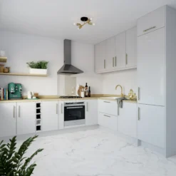 GoodHome Stevia Gloss Grey Slab Tall Wall Cabinet Door (W)400mm (H)895mm (T)18mm -Trade Point Store goodhome stevia gloss grey slab tall wall cabinet door w 400mm h 895mm t 18mm5059340249636 20i