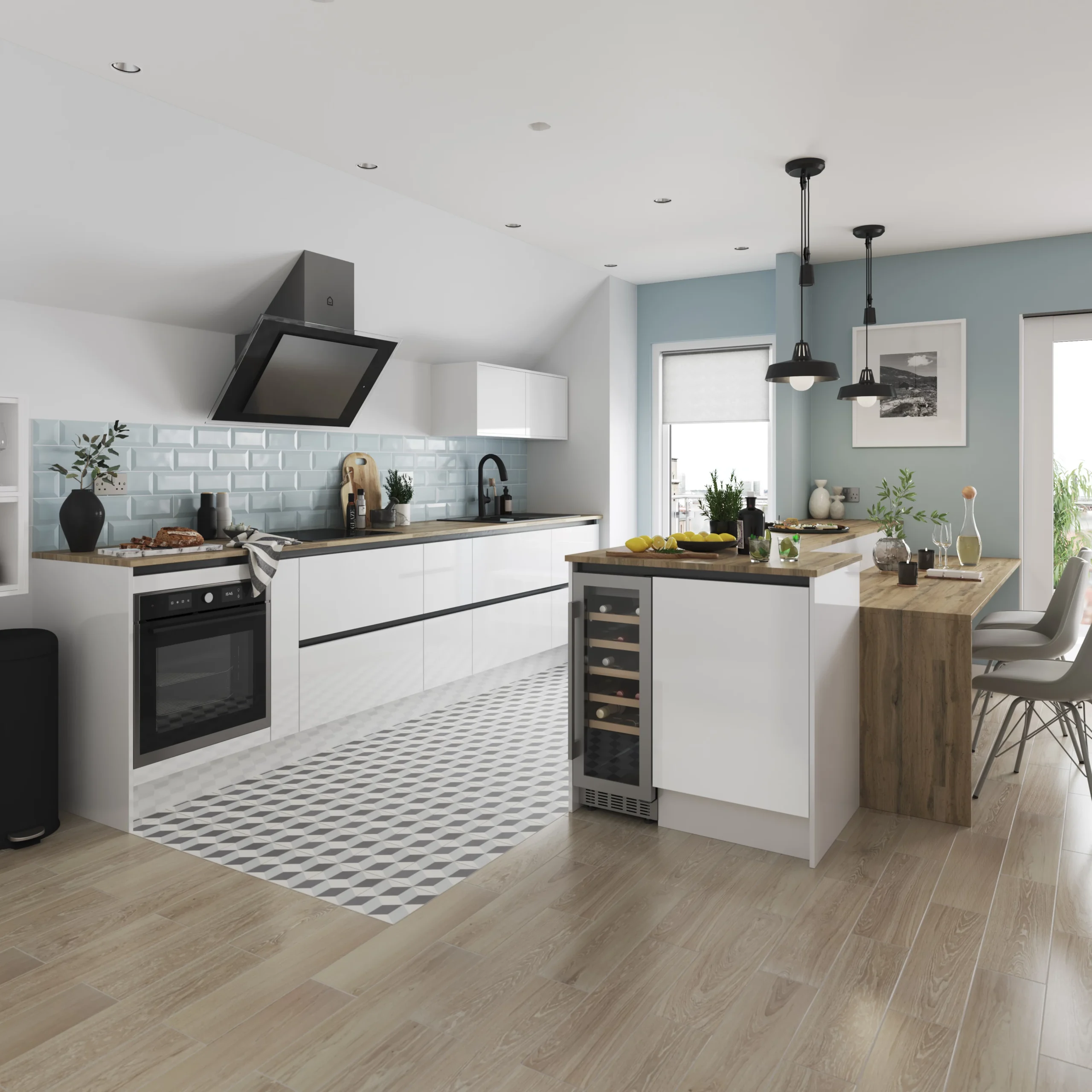 GoodHome Stevia Gloss White Slab Tall Larder Cabinet Door (W)500mm (H)1467mm (T)18mm 7 GoodHome Stevia Gloss White Slab Tall Larder Cabinet Door (W)500mm (H)1467mm (T)18mm - Image 7