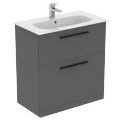 Ideal Standard I.life A Standard Gloss Quartz Grey Freestanding Bathroom Vanity Unit (H)85.3cm (W)80cm -Trade Point Store ideal standard i life a standard gloss quartz grey freestanding bathroom vanity unit h 85 3cm w 80cm8014140494430 03c bq
