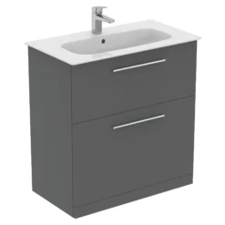 Ideal Standard I.life A Standard Gloss Quartz Grey Freestanding Bathroom Vanity Unit (H)85.3cm (W)80cm -Trade Point Store ideal standard i life a standard gloss quartz grey freestanding bathroom vanity unit h 85 3cm w 80cm8014140494430 04c bq