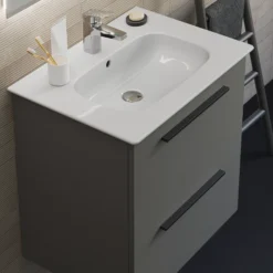 Ideal Standard I.life A Standard Gloss Quartz Grey Wall-mounted Bathroom Vanity Unit (H)63cm (W)60cm -Trade Point Store ideal standard i life a standard gloss quartz grey wall mounted bathroom vanity unit h 63cm w 60cm8014140493488 08i bq