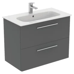 Ideal Standard I.life A Standard Gloss Quartz Grey Wall-mounted Bathroom Vanity Unit (H)63cm (W)80cm -Trade Point Store ideal standard i life a standard gloss quartz grey wall mounted bathroom vanity unit h 63cm w 80cm8014140493532 04c bq