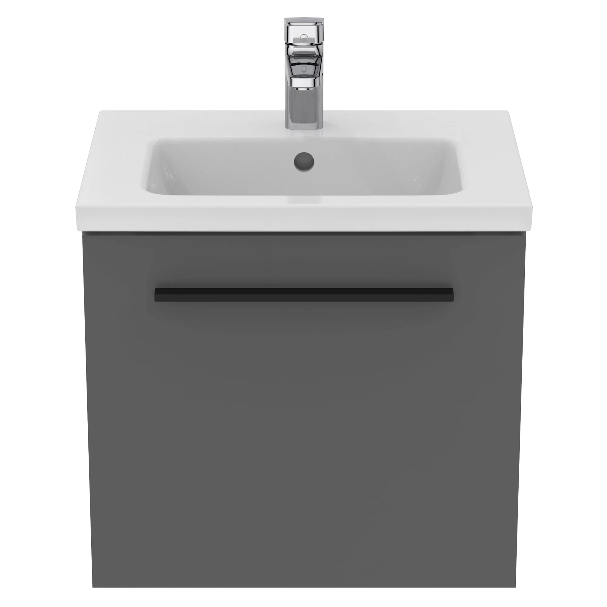 Ideal Standard I.life S Compact Gloss Quartz Grey Wall-mounted Bathroom Vanity Unit (H)44cm (W)50cm 5 Ideal Standard I.life S Compact Gloss Quartz Grey Wall-mounted Bathroom Vanity Unit (H)44cm (W)50cm - Image 5