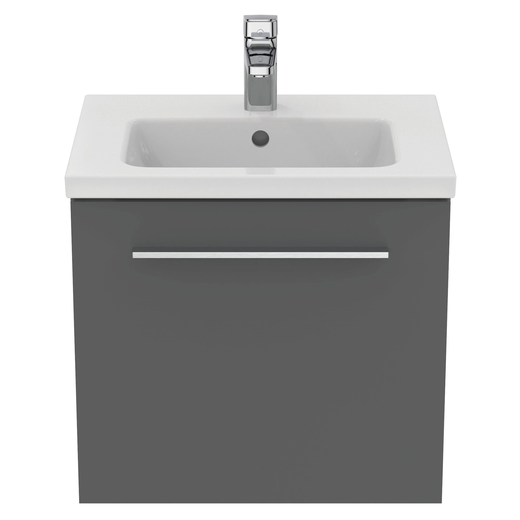 Ideal Standard I.life S Compact Gloss Quartz Grey Wall-mounted Bathroom Vanity Unit (H)44cm (W)50cm 6 Ideal Standard I.life S Compact Gloss Quartz Grey Wall-mounted Bathroom Vanity Unit (H)44cm (W)50cm - Image 6