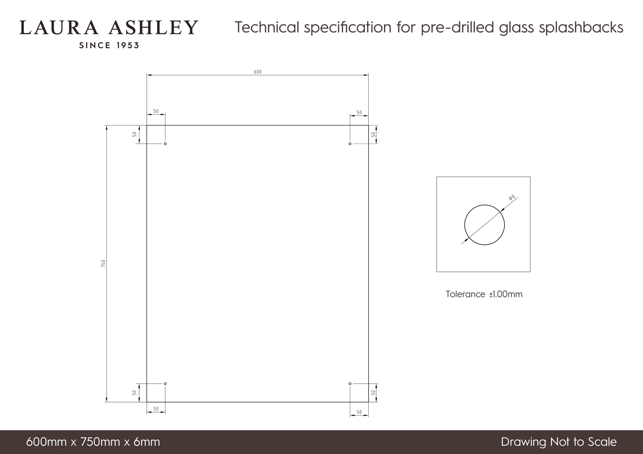Laura Ashley Clear Glass Splashback, (H)750mm (W)600mm (T)6mm 6 Laura Ashley Clear Glass Splashback, (H)750mm (W)600mm (T)6mm - Image 6