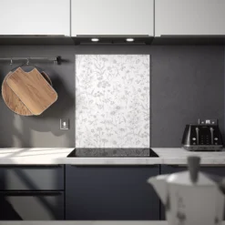 Laura Ashley Lisette White Silhouette Floral Glass Splashback, (H)750mm (W)600mm (T)6mm -Trade Point Store laura ashley lisette white silhouette floral glass splashback h 750mm w 600mm t 6mm5060729155110 02i bq