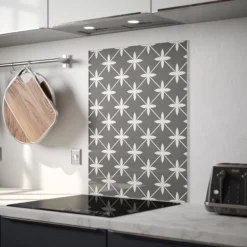 Laura Ashley Wicker Charcoal Geometric Glass Splashback, (H)750mm (W)600mm (T)6mm -Trade Point Store laura ashley wicker charcoal geometric glass splashback h 750mm w 600mm t 6mm5060729155295 03i bq