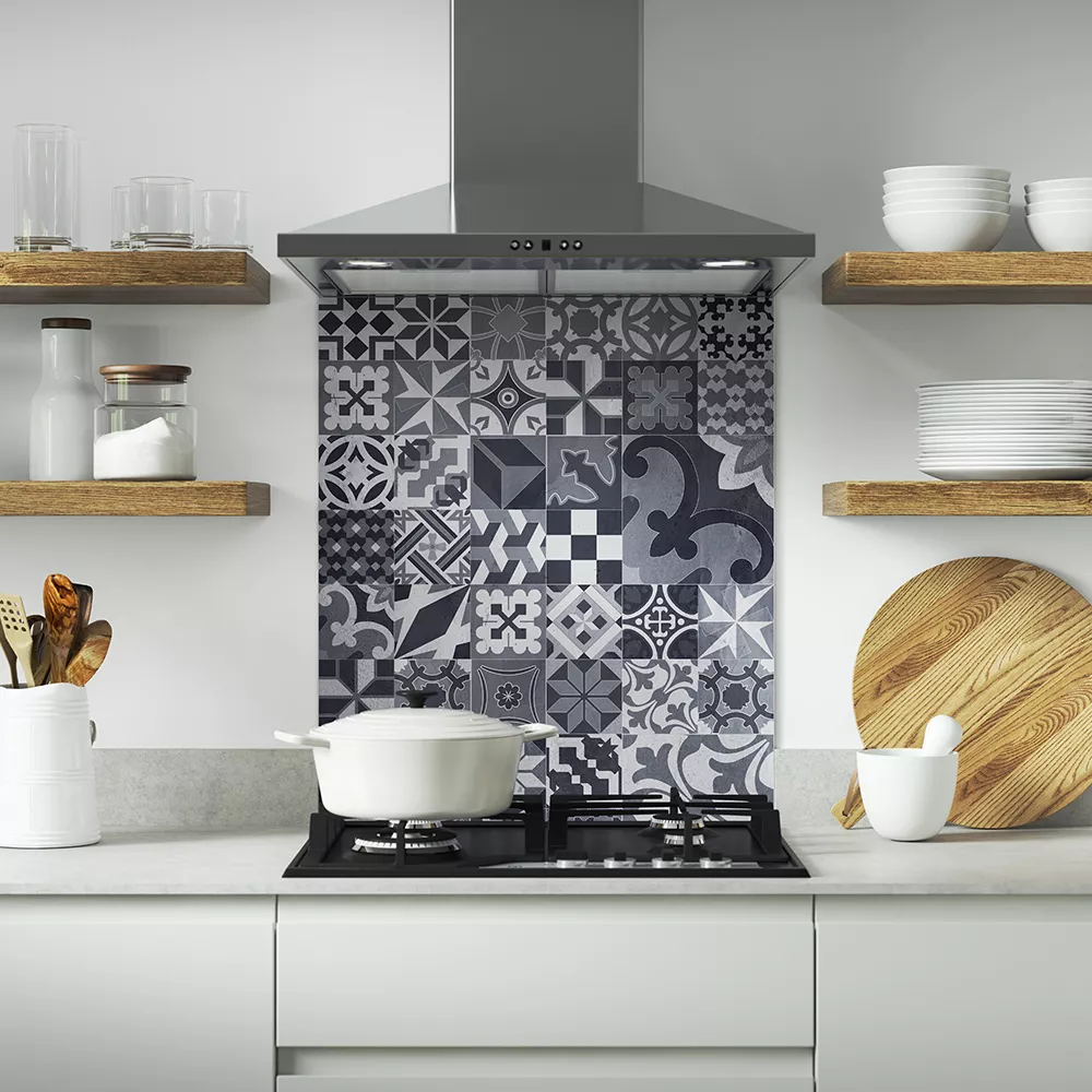 Splashwall Alloy Grey Classic Pattern Mosaic Aluminium Splashback, (H)800mm (W)600mm (T)4mm 2 Splashwall Alloy Grey Classic Pattern Mosaic Aluminium Splashback, (H)800mm (W)600mm (T)4mm - Image 2