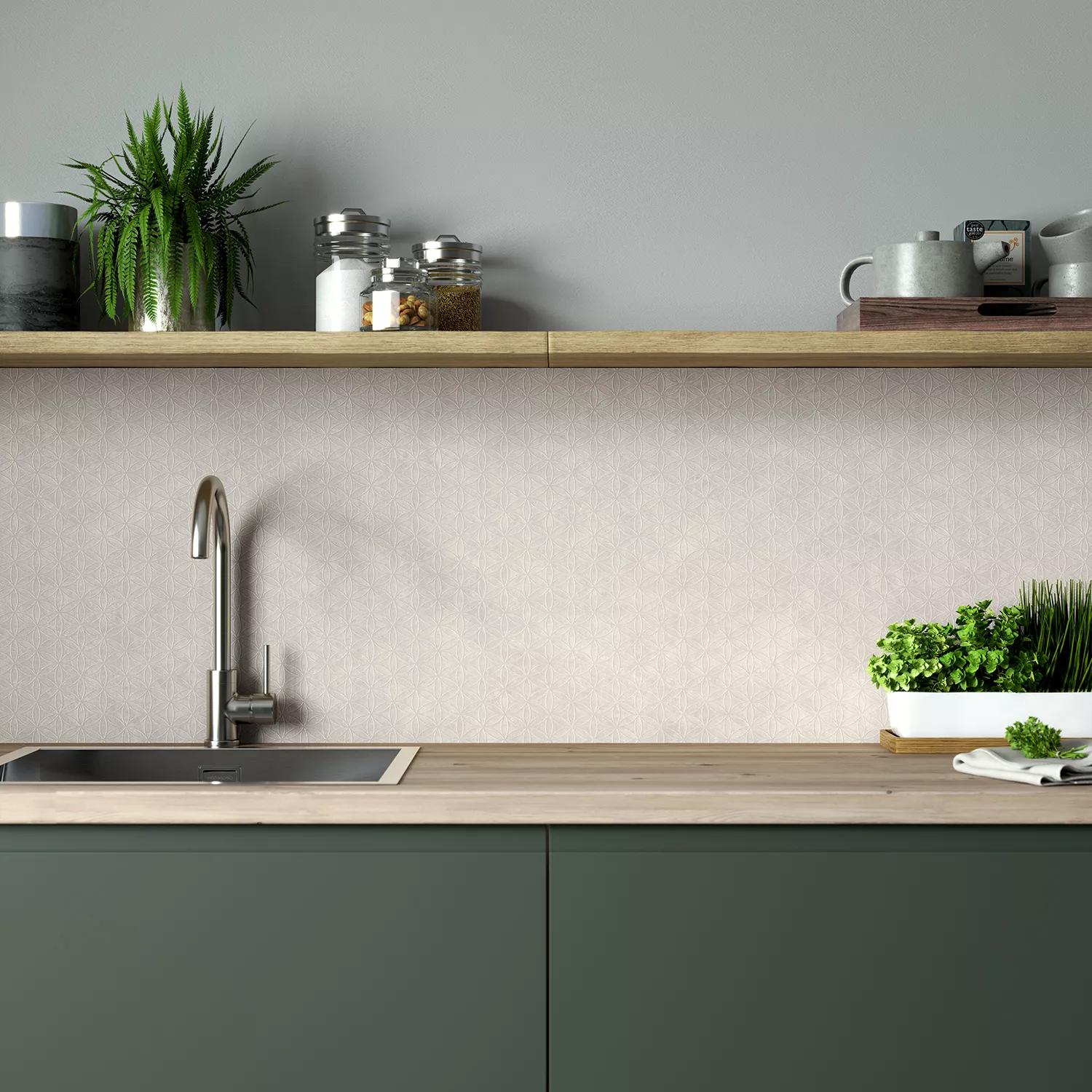 Splashwall Alloy Grey Stellate Blush Geometric Aluminium Splashback, (H)800mm (W)600mm (T)4mm 2 Splashwall Alloy Grey Stellate Blush Geometric Aluminium Splashback, (H)800mm (W)600mm (T)4mm - Image 2