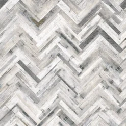 Splashwall Alloy Grey Whitewash Herringbone Aluminium Splashback, (H)600mm (W)2440mm (T)4mm