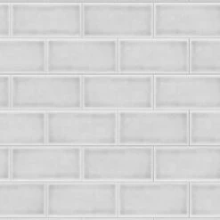 Splashwall Alloy White Cracked Tile Aluminium Splashback, (H)800mm (W)600mm (T)4mm