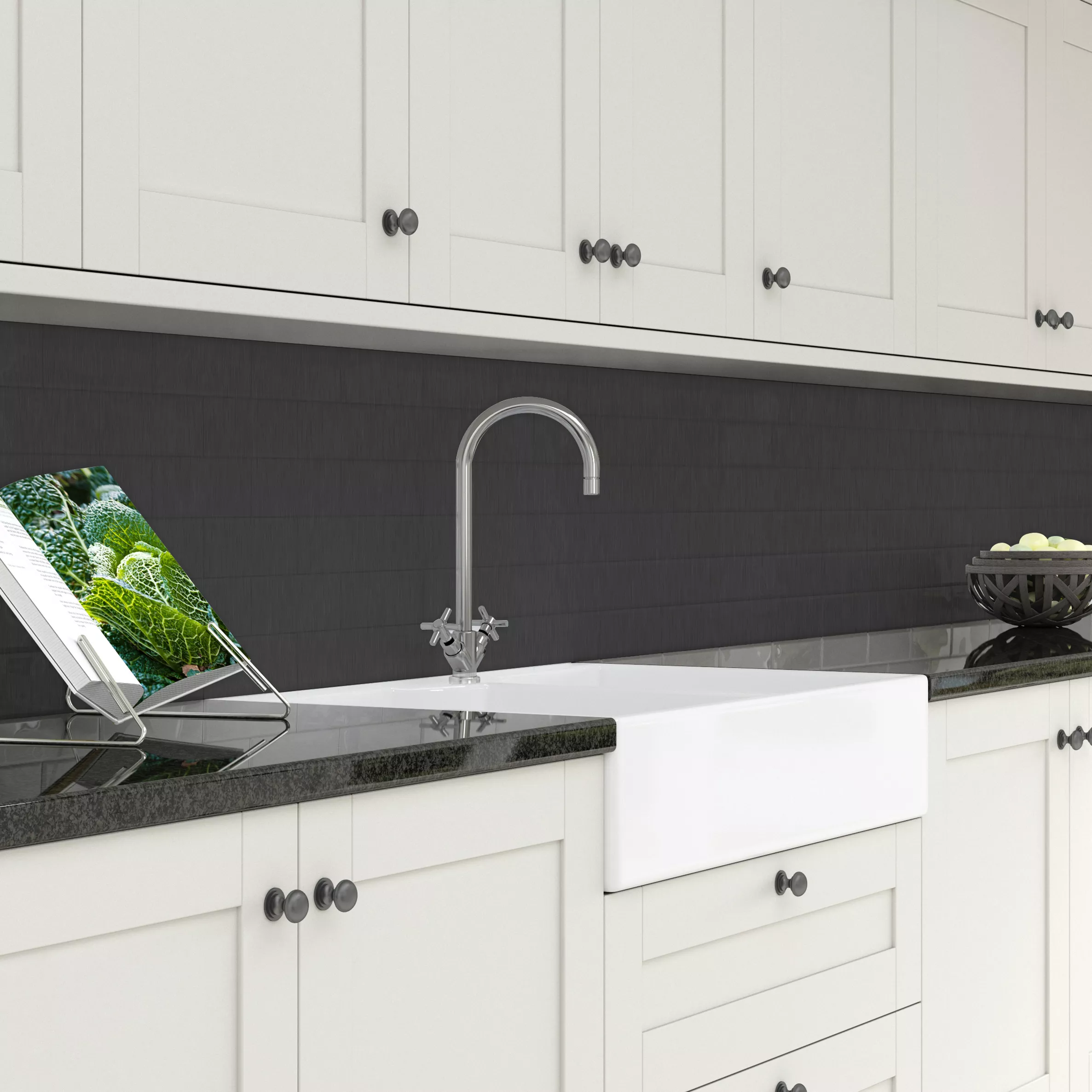 Splashwall Brushed Black Laminate Splashback, (H)1220mm (W)2440mm (T)3mm 2 Splashwall Brushed Black Laminate Splashback, (H)1220mm (W)2440mm (T)3mm - Image 2
