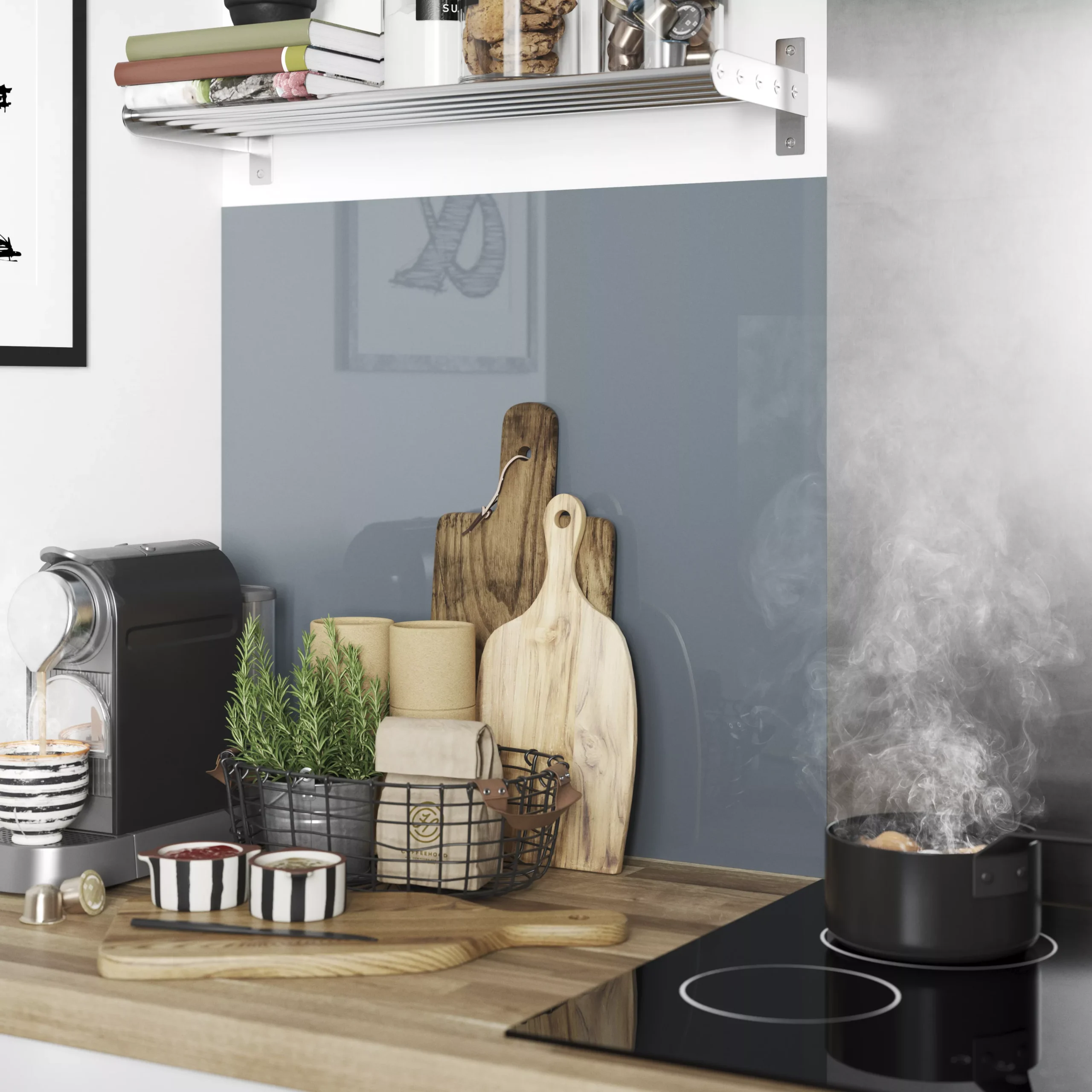 Splashwall Gloss Flint Acrylic Splashback, (H)600mm (W)2440mm (T)4mm 4 Splashwall Gloss Flint Acrylic Splashback, (H)600mm (W)2440mm (T)4mm - Image 4