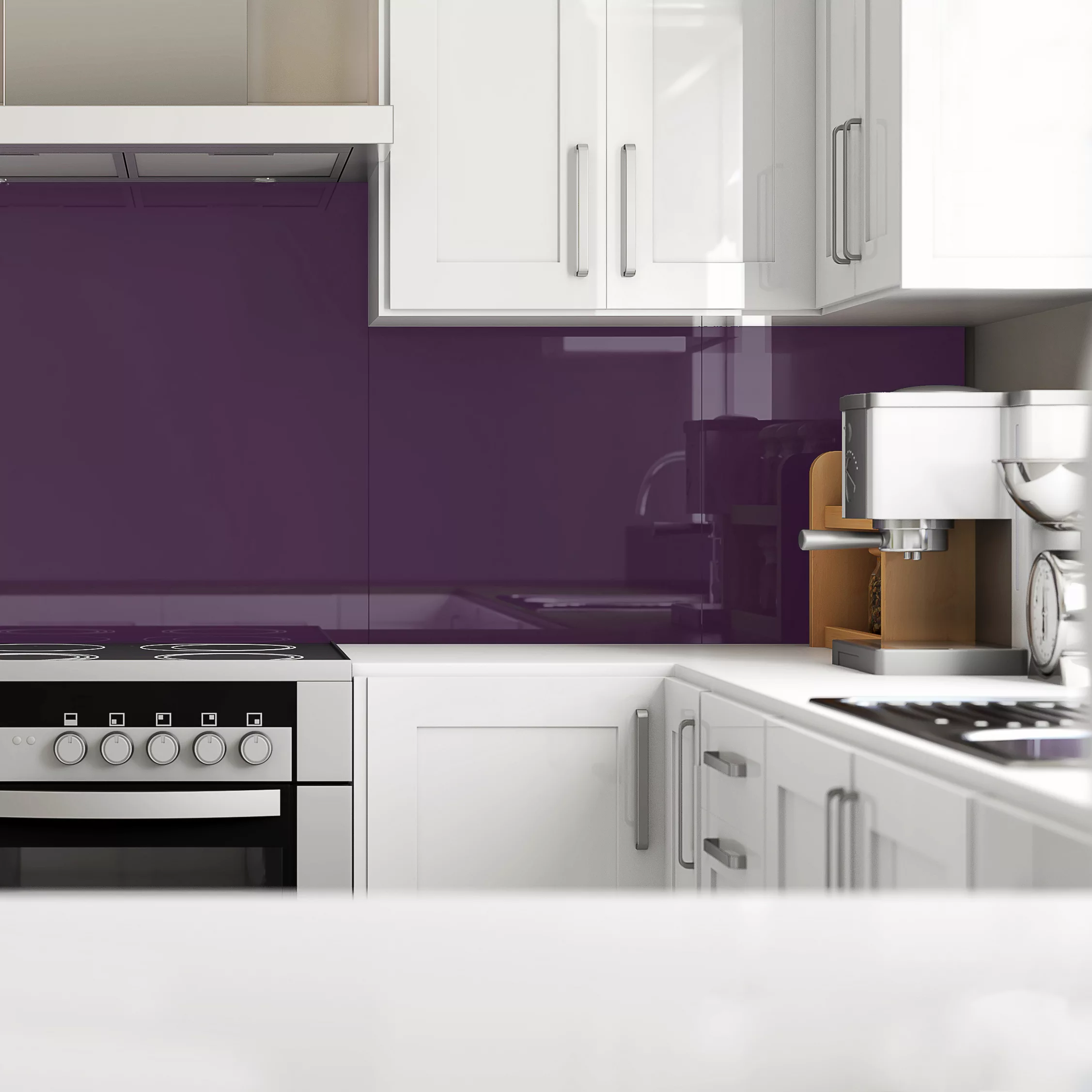Splashwall Gloss Violet Glass Splashback, (H)750mm (W)600mm (T)6mm 2 Splashwall Gloss Violet Glass Splashback, (H)750mm (W)600mm (T)6mm - Image 2
