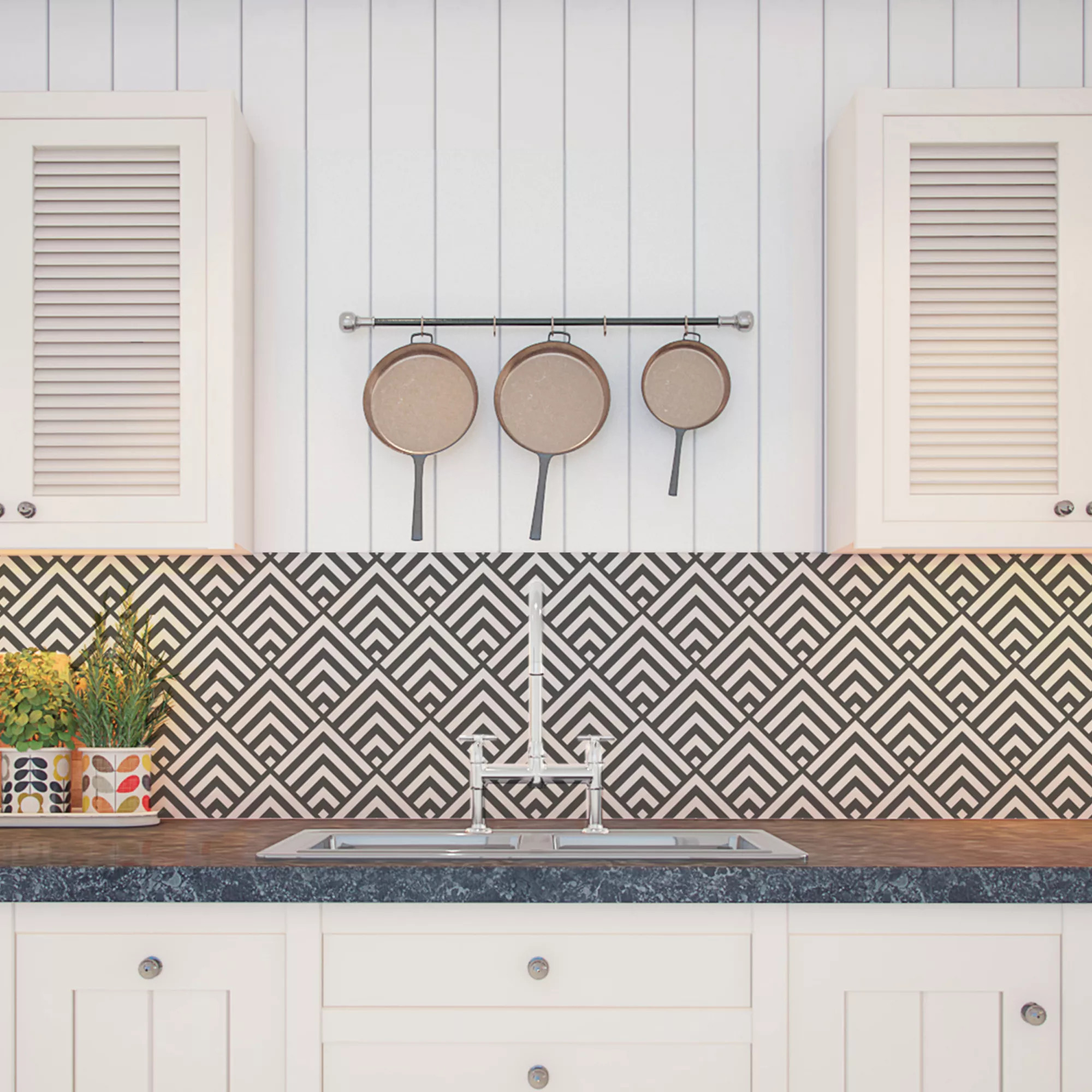 Splashwall Matt Black & Grey Pyramid Acrylic Splashback, (H)600mm (W)2440mm (T)4mm 2 Splashwall Matt Black & Grey Pyramid Acrylic Splashback, (H)600mm (W)2440mm (T)4mm - Image 2