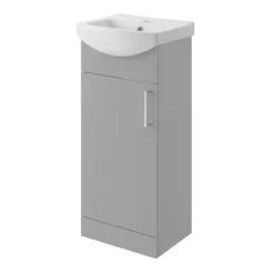 Veleka Gloss Grey Cloakroom Vanity Unit & Basin Set (W)400mm (H)880mm
