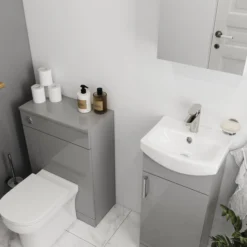 Veleka Gloss Grey Cloakroom Vanity Unit & Basin Set (W)400mm (H)880mm 16 Veleka Gloss Grey Cloakroom Vanity Unit & Basin Set (W)400mm (H)880mm -Trade Point Store veleka gloss grey cloakroom vanity unit basin set w 400mm h 880mm5059340255460 02i