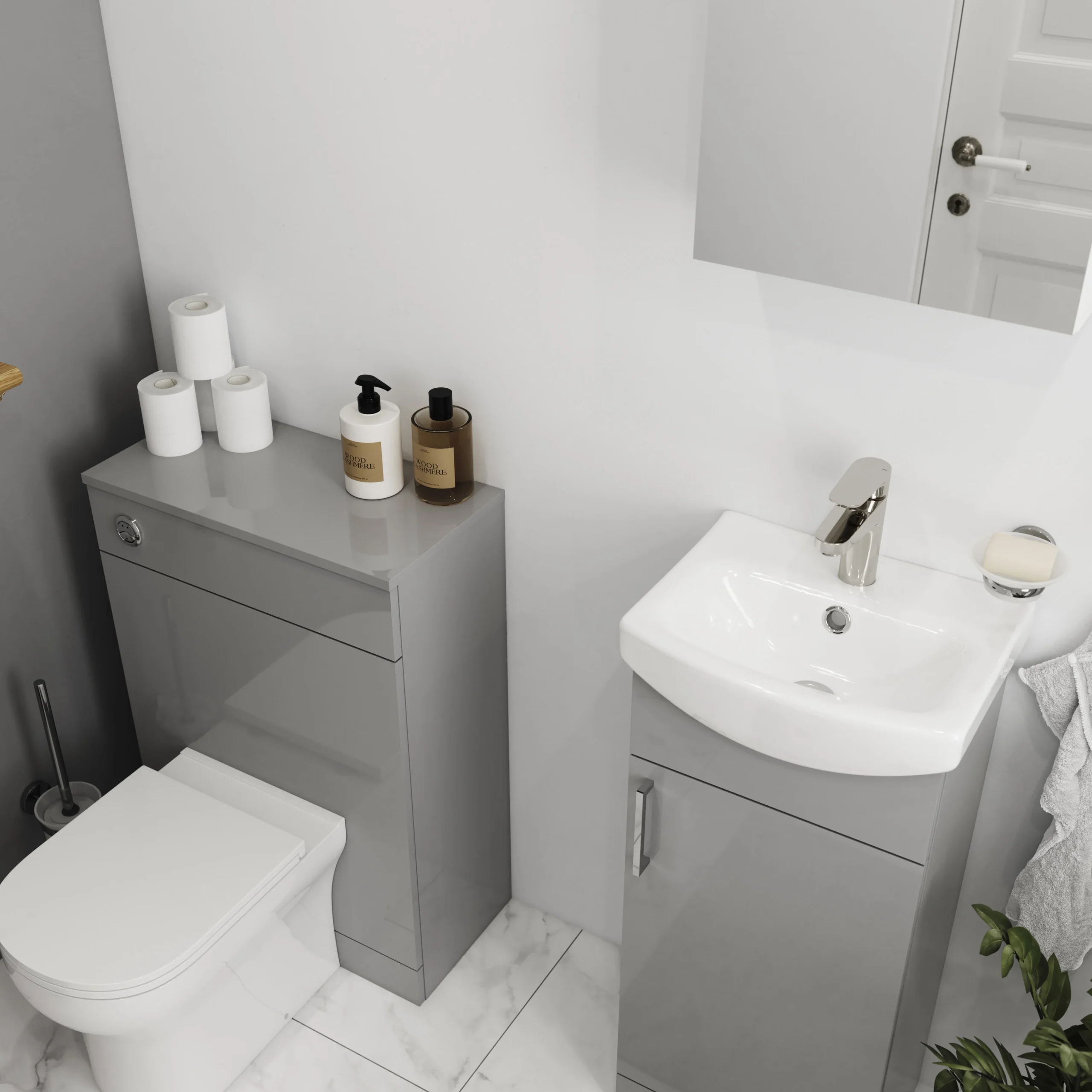 Veleka Gloss Grey Cloakroom Vanity Unit & Basin Set (W)400mm (H)880mm 8 Veleka Gloss Grey Cloakroom Vanity Unit & Basin Set (W)400mm (H)880mm - Image 8